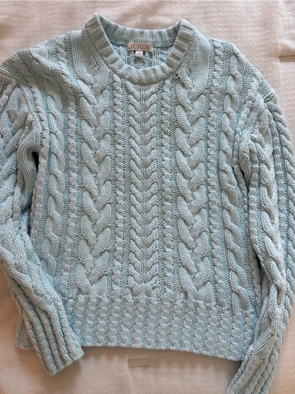 J. Crew Pale Blue Cable Knit Turtleneck Sweater